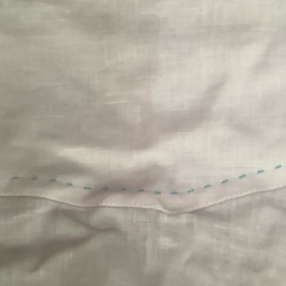 Bohio White and aqua Casual linen Shirt. Guayabera style xl nwt - Picture 9 of 11